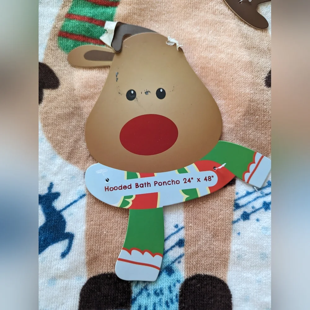 Rudolph Christmas Hooded Bath Towel Toddler Young Kids